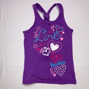 🆕 Love Sunshine Tank Top Girl’s Small 5-6 Purple Racer Back Casual Summer Shirt